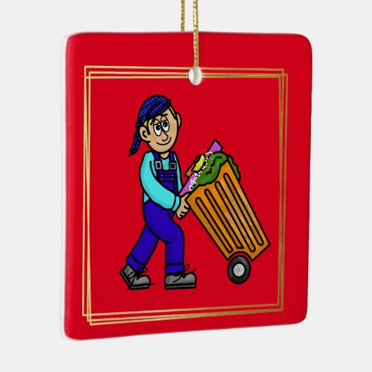 Cool Guy Garbage Man Kerstannament Keramisch Ornament (Rechts)