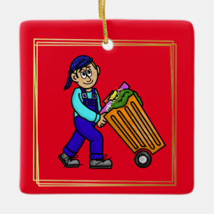 Cool Guy Garbage Man Kerstannament Keramisch Ornament