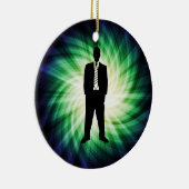 Cool Guy in Suit Silhouette Keramisch Ornament (Rechts)