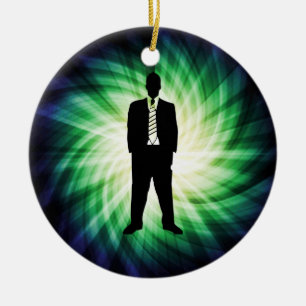 Cool Guy in Suit Silhouette Keramisch Ornament