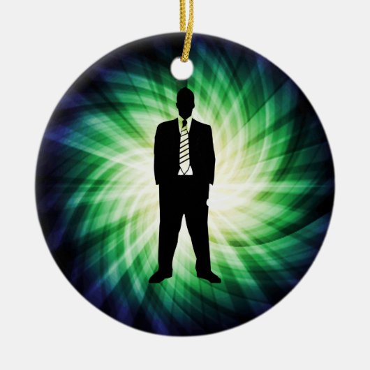Cool Guy in Suit Silhouette Keramisch Ornament (Voorkant)