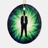 Cool Guy in Suit Silhouette Keramisch Ornament (Links)