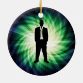 Cool Guy in Suit Silhouette Keramisch Ornament (Achterkant)