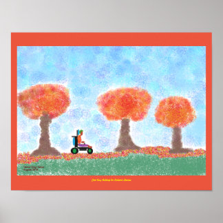 Cool Guy Rolling in Autumn leavesposter Poster