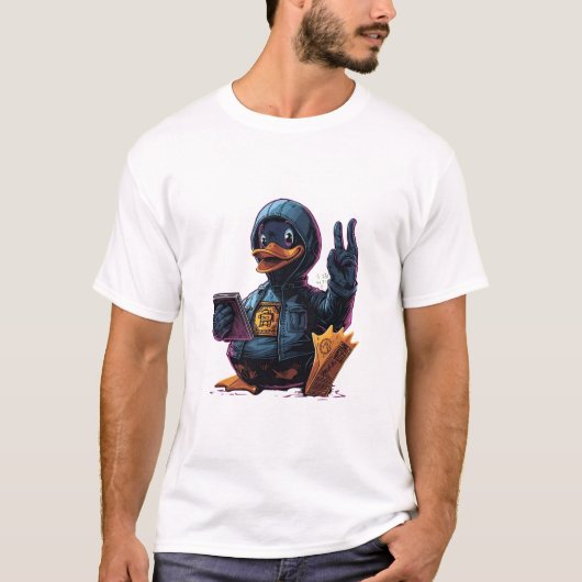 Cool Hacker Duck Illustration-Cyber Tech Programer T-shirt (Voorkant)