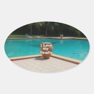 Cool Hakuna Matata Pool Side I love My Family.jpg Ovale Sticker