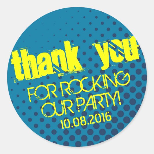 Cool Halftone Party Rock Sticker Yellow and Blue (Voorkant)