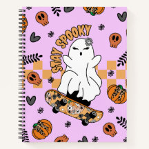 Cool Halloween Ghost op Skateboard Sinaasappel