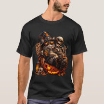 Cool Halloween Heksenkat & Skelet T-Shirt