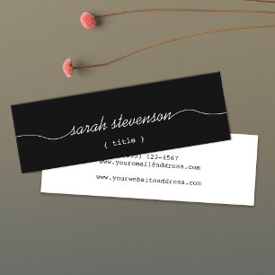 Cool handgeschreven script Simple Black Mini Visitekaartje
