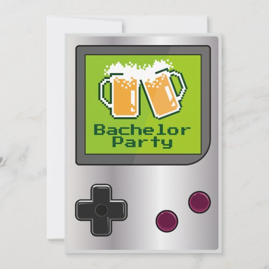 Cool Handheld Game Bier Bachelor Feest Kaart (Achterkant)