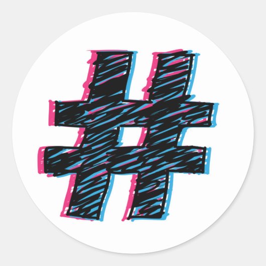 Cool Handtekening 3D-effectcode symbool Ronde Sticker (Voorkant)