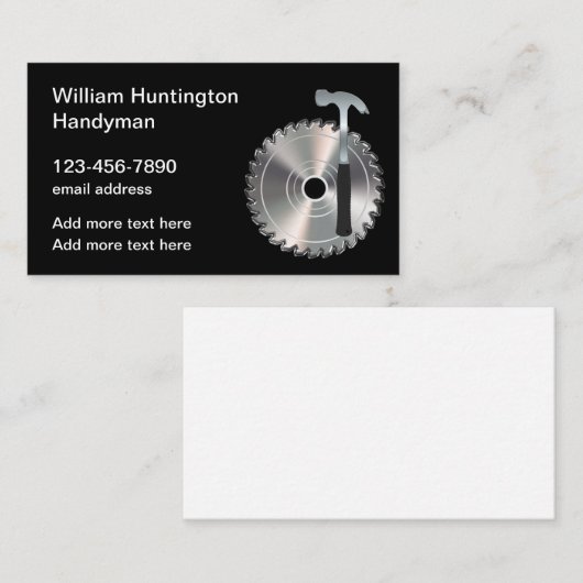 Cool Handyman Carte de visite Modèle (Devant / Derrière)
