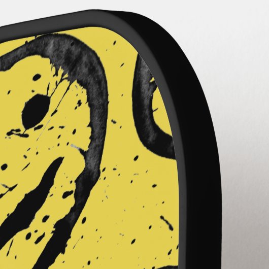 Cool Happy Smilling gele Monogram gezichtspatroon Pickleball Paddle (Links Detail)