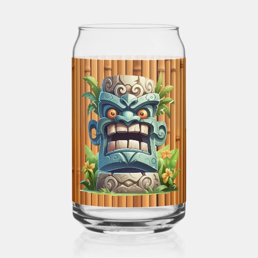 Cool Hawaii tiki hoofd party Blikvorm Glas (Voorkant)