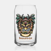 Cool Hawaii tiki party naam toevoegen Blikvorm Glas (Voorkant)