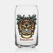 Cool Hawaii tiki party naam toevoegen Blikvorm Glas (Achterkant)