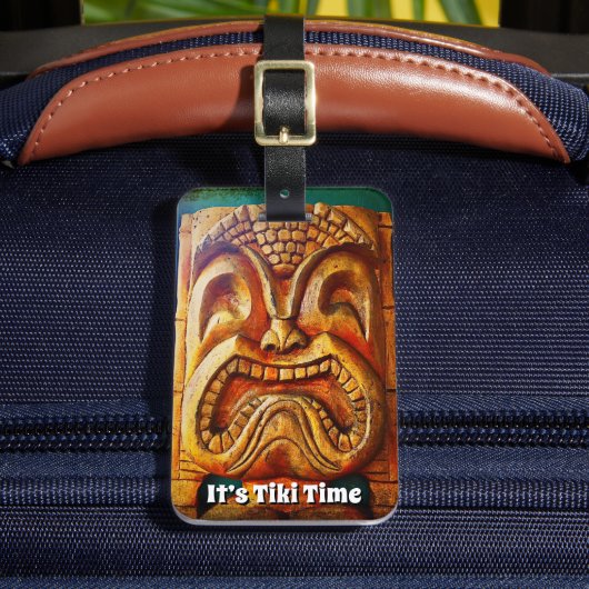 Cool  Hawaii Tiki Time Face Fun Typografie Bagagelabel (Voorkant Insitu 2)