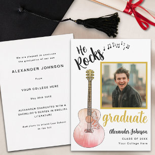 Cool He Rocks Afstuderen foto Modern Gold Aankondiging