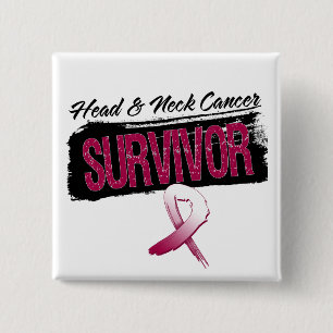 Cool Head and Neck Cancer Survivor Vierkante Button 5,1 Cm