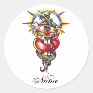 Cool Heart Sword en Snake tattoo sticker