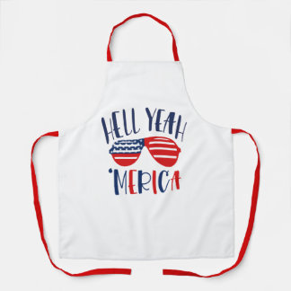 Cool Hell Ja Merica America Chef Baker Patriotic Schort