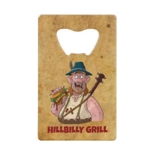 Cool Hill Billy Grill flesopener. Kredietkaart Flessenopener