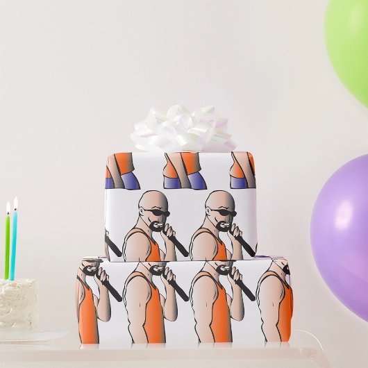 Cool Hip Hop Bald Guy Singer met Microfoon Cadeaupapier