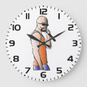 Cool Hip Hop Bald Guy Singer met Microfoon Grote Klok (Voorkant)