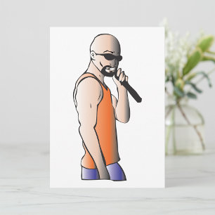 Cool Hip Hop Bald Guy Singer met Microfoon Kaart