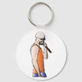 Cool Hip Hop Bald Guy Singer met Microfoon Sleutelhanger (Voorkant)