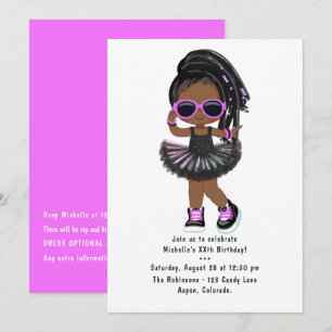 Cool Hip Hop Rap Tutu Girl Birthday Party Kaart