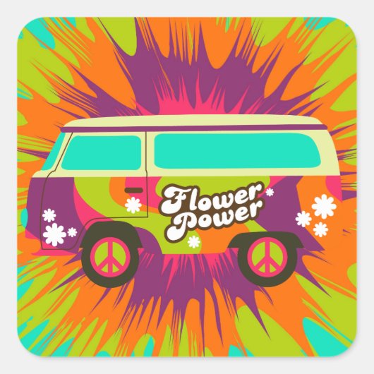 Cool hippie van retro sticker (Voorkant)