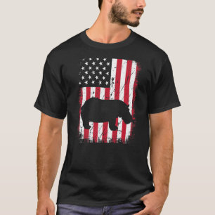 Cool Hippo Animal Retro Verenigde Staten Amerikaa T-shirt