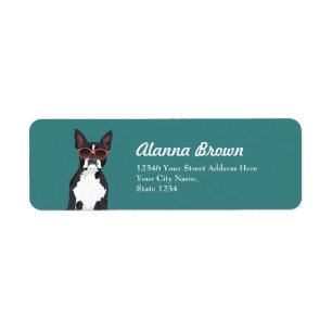 Cool Hipster Black en White Boston Terrier Etiket