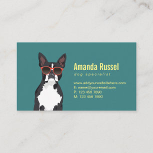 Cool Hipster Black en White Boston Terrier Visitekaartje