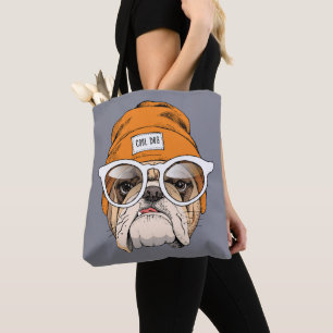 Cool Hipster Bulldog Draagtas