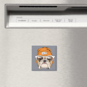 Cool Hipster Bulldog Magneet (Insitu (Vaatwasser))