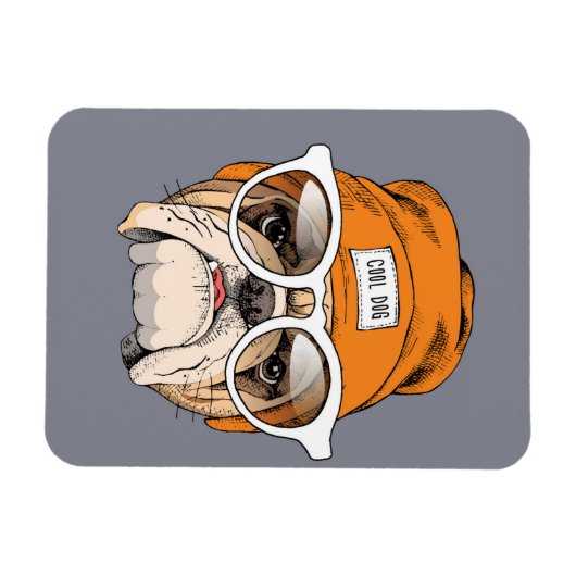Cool Hipster Bulldog Magneet (Horizontaal)