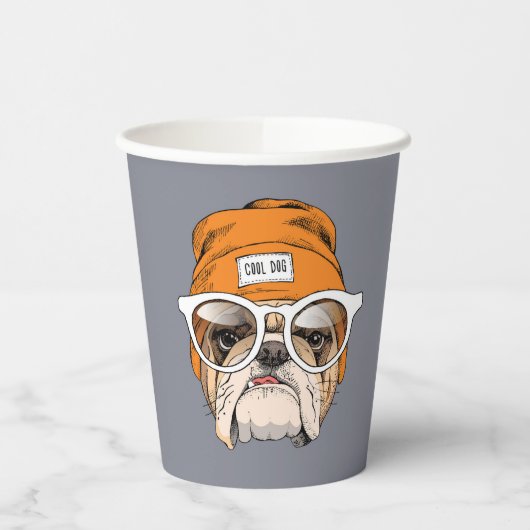 Cool Hipster Bulldog Papieren Bekers (Links)