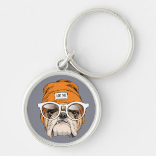 Cool Hipster Bulldog Sleutelhanger