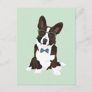 Cool Hipster Cardigan Welsh Corgi voor Hondenliefh Briefkaart