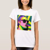 Cool Hipster Lady in Zonnebril Moderne Kunst T-shirt (Voorkant)