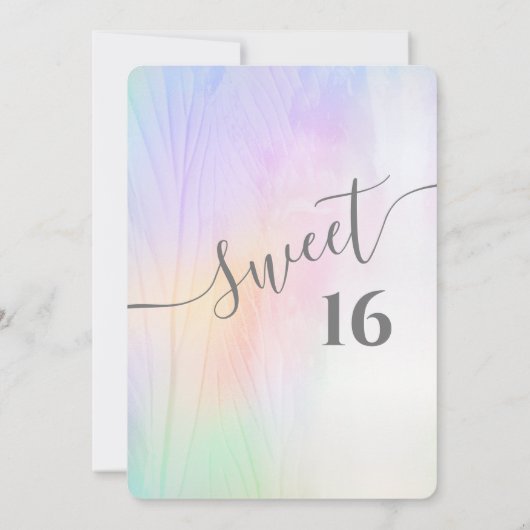 Cool Holografen trendy waterverf abstract zoet 16 Kaart (Achterkant)