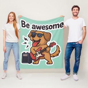 Cool hond die gitaar speelt sticker Wees geweldi Fleece Deken