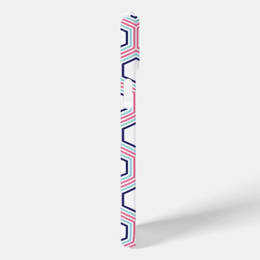 Cool Honeycomb Pattern en Roze Monogram Case-Mate iPhone Case (Achterkant / Rechts)