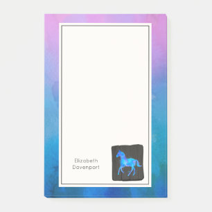 Cool Horse in Blue Waterverven gepersonaliseerd Post-it® Notes