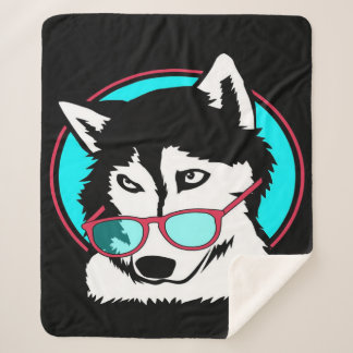 Cool Husky Alaskan Wearing Glasses Lovers Sherpa Deken