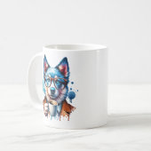 Cool Husky avec café - Hipster Dog Art Mug (Devant gauche)