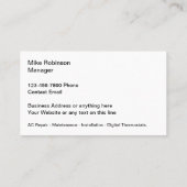 Cool HVAC double face Cartes de visite (Dos)